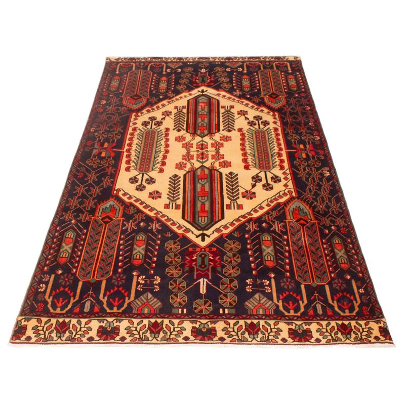 ECARPETGALLERY Hand-knotted Melis Vintage Navy Wool Rug - 5'3 x 9'4