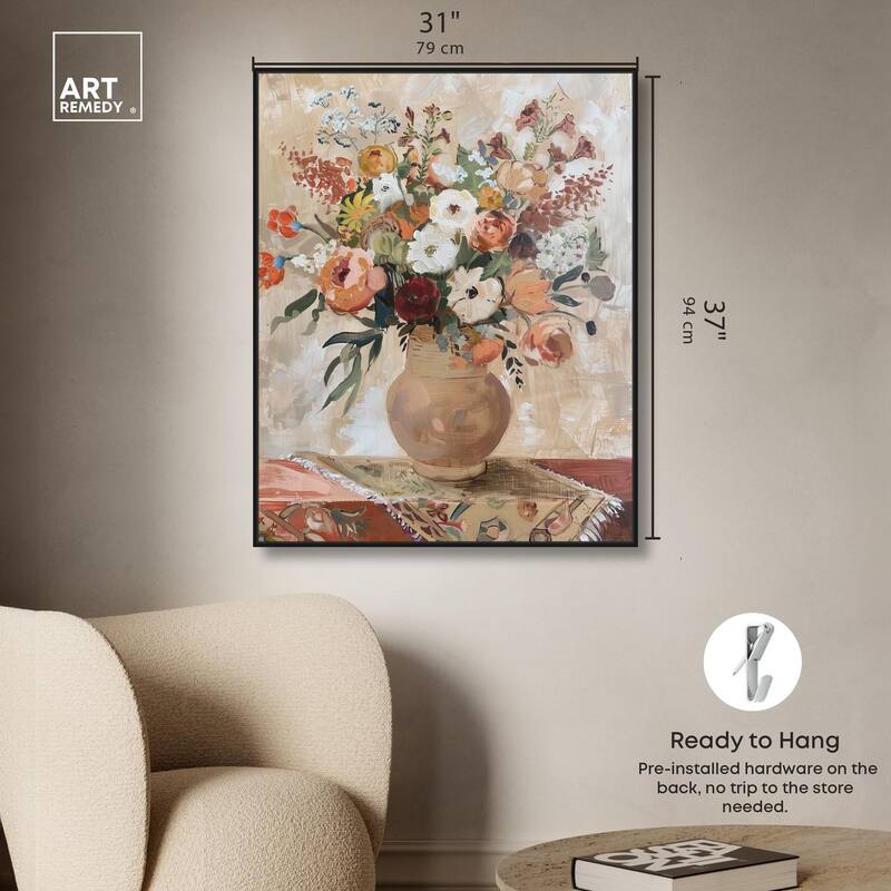 Clay Vase and Flowers Canvas by Art Remedy