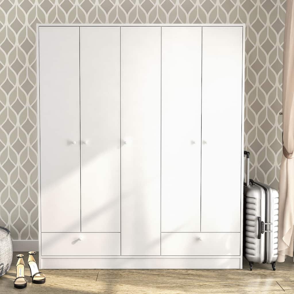 Polifurniture Denmark 5 Door Bedroom Armoire with 2 Drawers