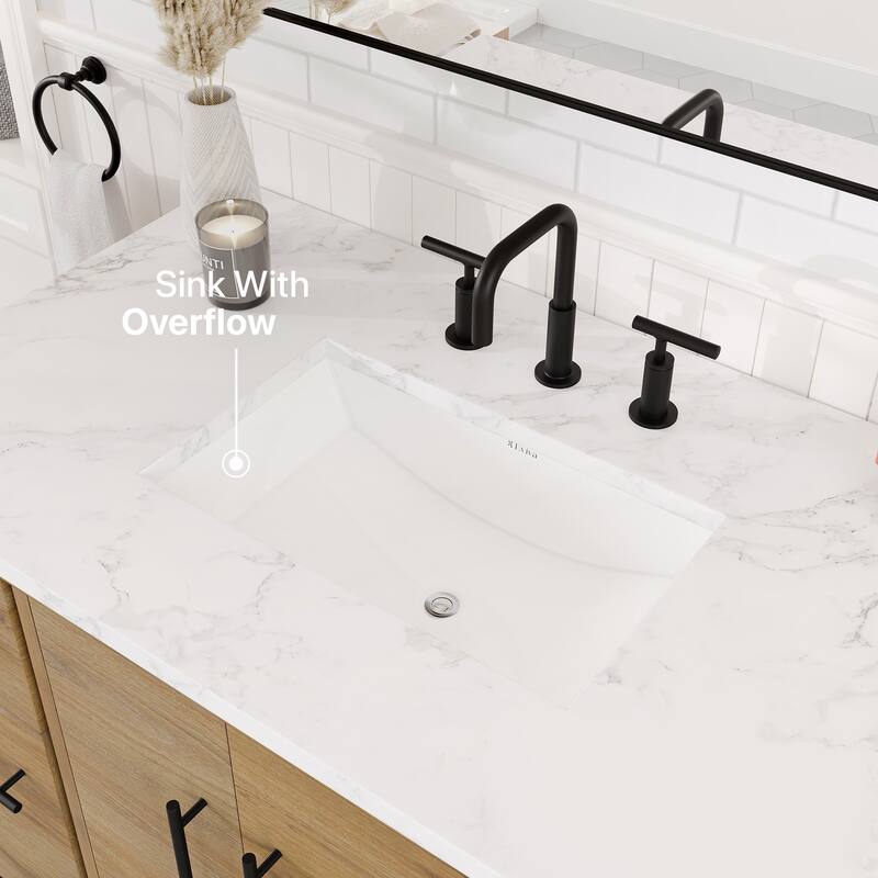 Graham 42"W Oak Bath Vanity with WH Arabescato Engineered Stone Top