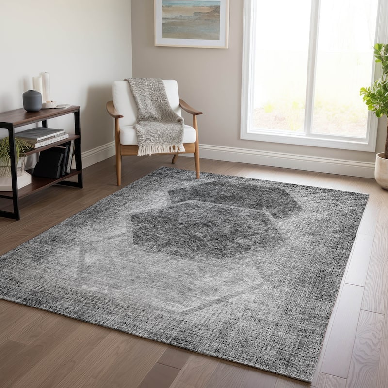 Machine Washable Indoor/ Outdoor Chantille Modern Boho Rug - Gray - 3' x 5'