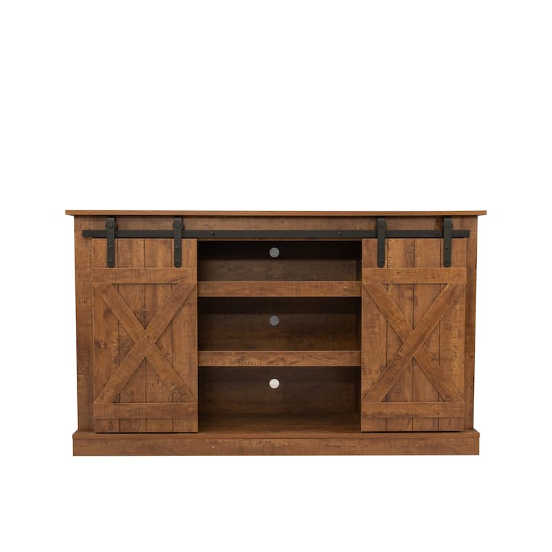 54" Farmhouse Sliding Barn Door TV Stand - 54 inches in width