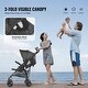 preview thumbnail 43 of 69, Carbon Steel Lightweight Stroller with Canopy, Recline and Foldable Frame - 30.71” L x 19.69” W x 40.94” H