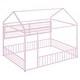 preview thumbnail 20 of 40, House-Shaped Design Metal Full Size Bed Frame with Fence and Shelves