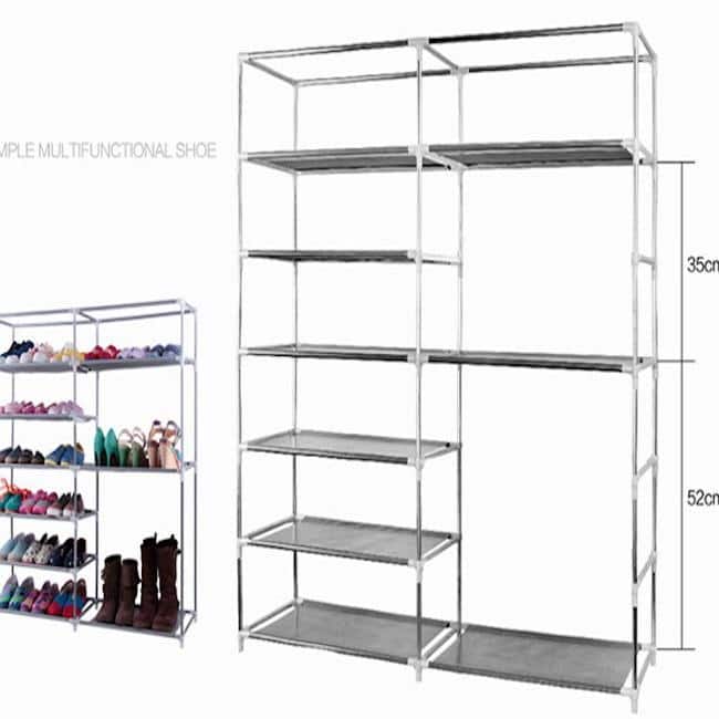 Double Rows 9 Lattices Combination Style Shoe Cabinet