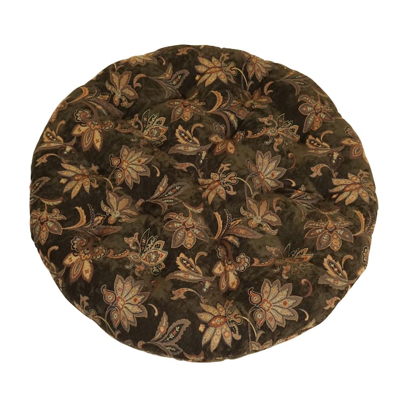 48-inch Jacquard Chenille Papasan Cushion (Fits 46-inch Papasan Frame) - 48 x 48 - Brown Floral