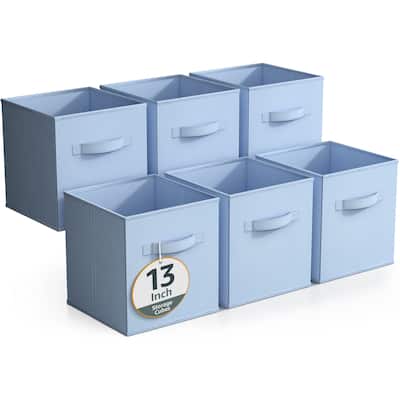 Sorbus Fabric Storage Bins 13" Foldable Cubes With Handles For Pantry, Cubbies, Toy And Closet Shelving Organization - 6Pk