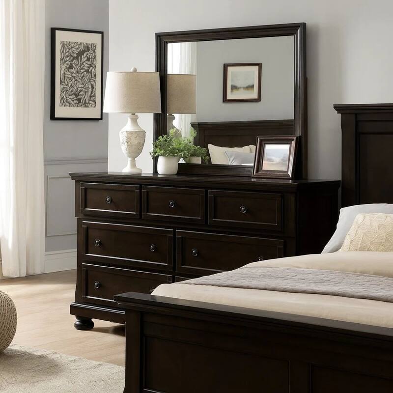 Wooden Transitional Style Dressing Table With Hidden Drawers, Dark Brown