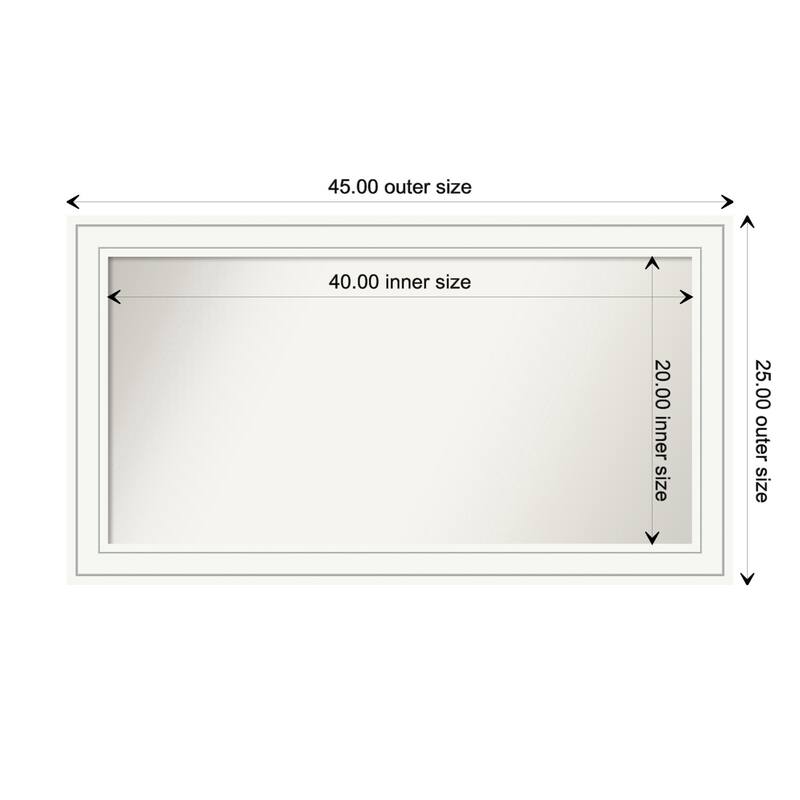 Craftsman White Framed Non-Beveled Custom Wall Mirror, Bathroom Vanity Mirror - Outer Size: 45 x 25