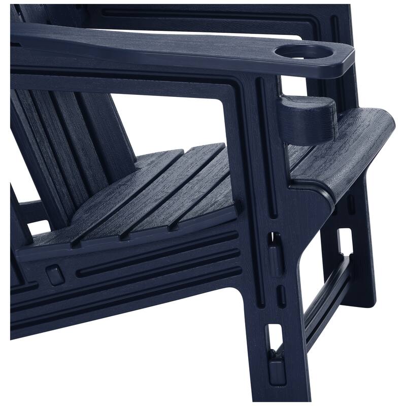 Polytrends Coastline Outdoor Poly Adirondack Chair Set with Connecting Tray & Cup Holder