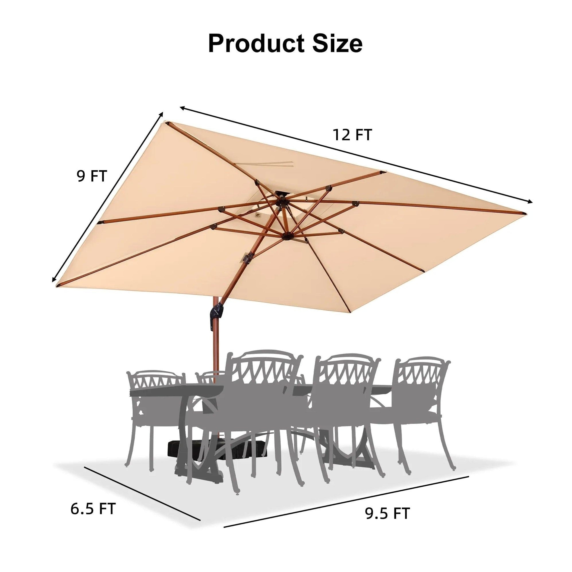 12 ft rectangular patio umbrella PURPLE LEAF Solar Powered LED Umbrella with Lights Elevate your outdoor space with our rectangle cantilever patio umbrella VOUA 12-ft Aluminum Gray Crank
