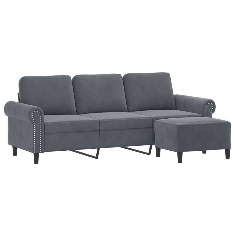 vidaXL 3-seater Sofa With Footstool Dark Gray - 30.3 x 83.5 x 31.5 in