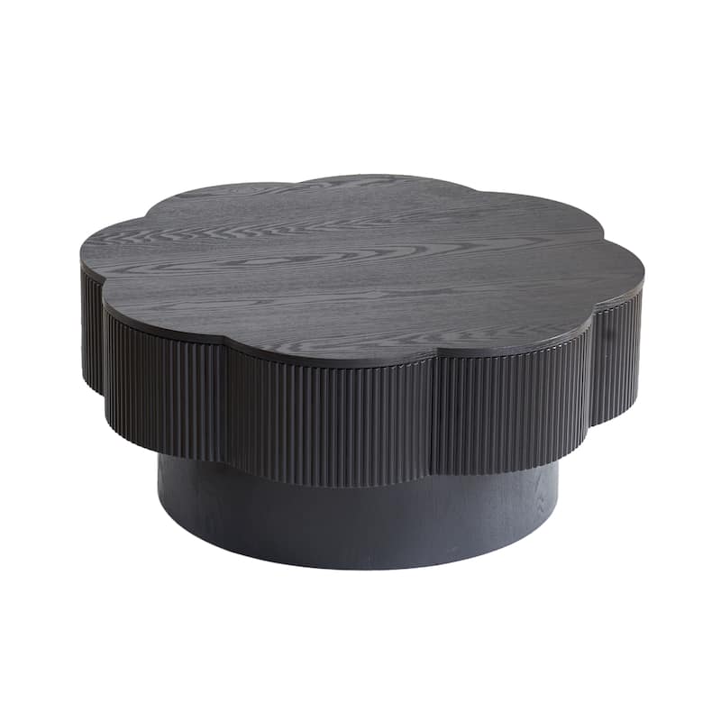 Modern Solid Wood Veneered Round/Oval/Rectangular Coffee Tea Table with Storage.