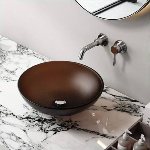 Glass Vessel Bathroom Sink Handmade Thick & Durable, Artistic Bathroom Sink Tempered Glass Vessel Sink, Top Mount Bathroom Sinks