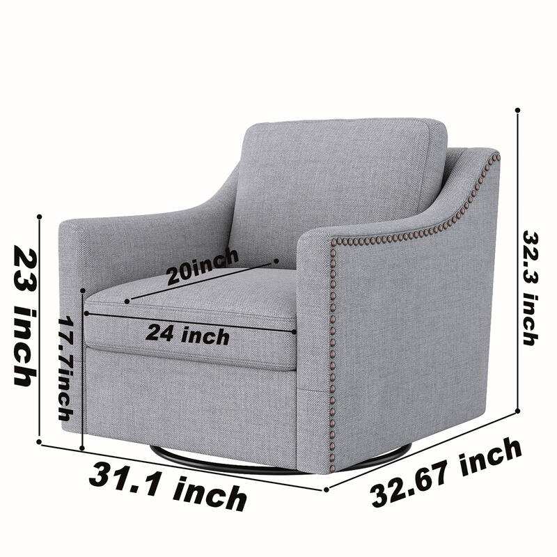360 Degree Swivel Linen Armchair