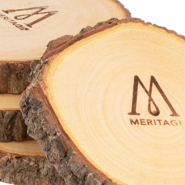 Shop Black Friday Deals On Meritage Natural Acacia Wood Round Drink Coasters Rustic Handmade 4 Set Brown Overstock 29965182