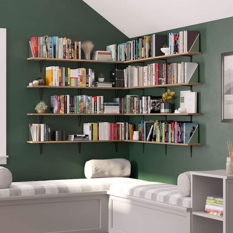 48'' Large Shelves for Wall Decor, Shelving Units and Storage, Wall Shelves for Living Room, Burnt