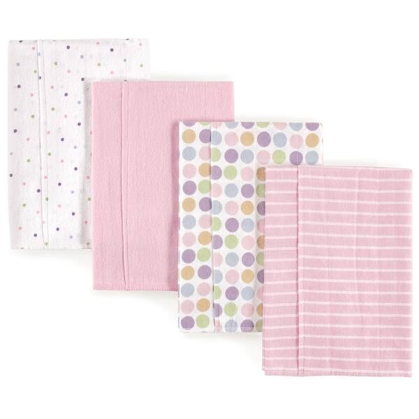 slide 1 of 1, Luvable Friends Baby Girl Cotton Flannel Burp Cloths 4pk, Pink, One Size - Pink - One Size One Size - Pink