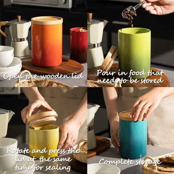 Kitchen Canisters Ceramic Food Storage Jar Set, Stackable