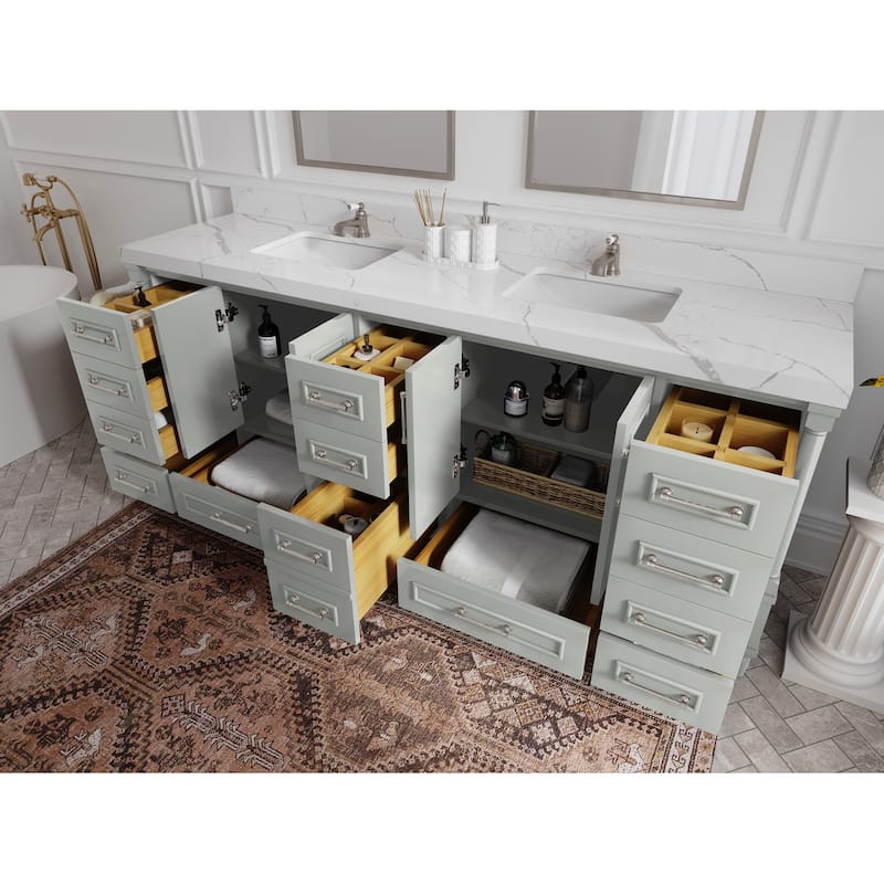 Willow Collections 84 in. W x 22 in. D Aberdeen Double Bowl Sink Bathroom Vanity with Countertop