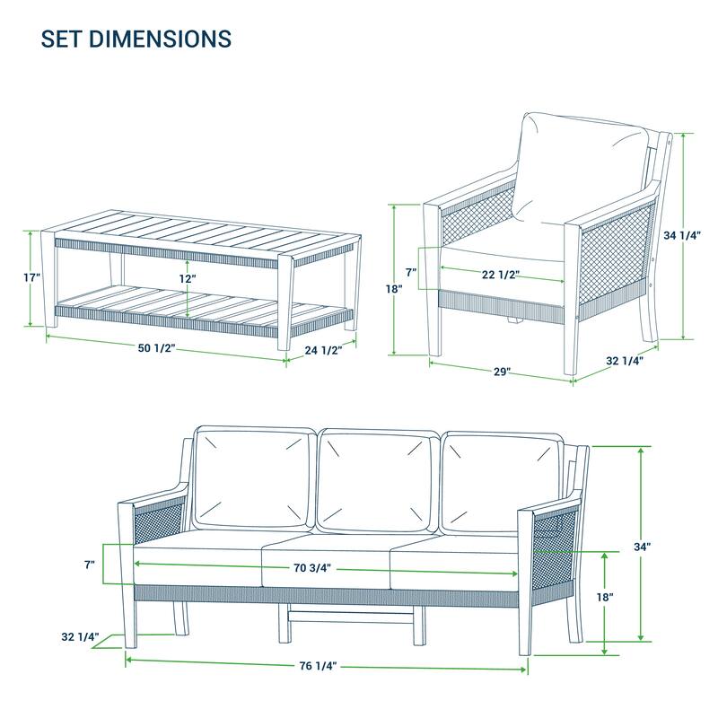 Cambridge Casual Nassau 4-Piece Teak Wood Outdoor Conversation Set