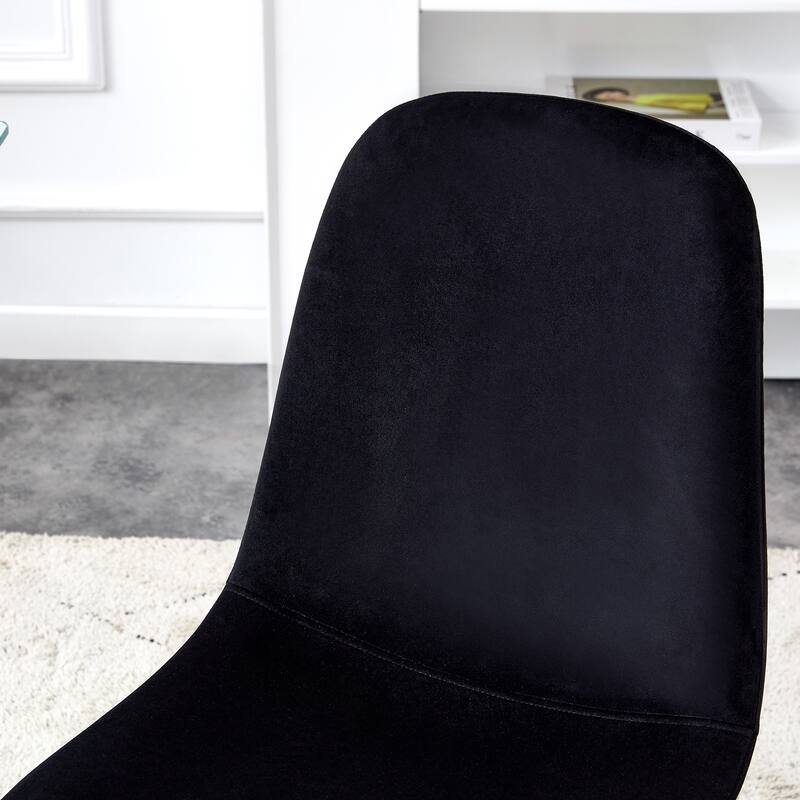Velvet Dining Chair Side Chair Reception Chair Office Chair Black Armless Chair Kitchen Chair with Metal Legs