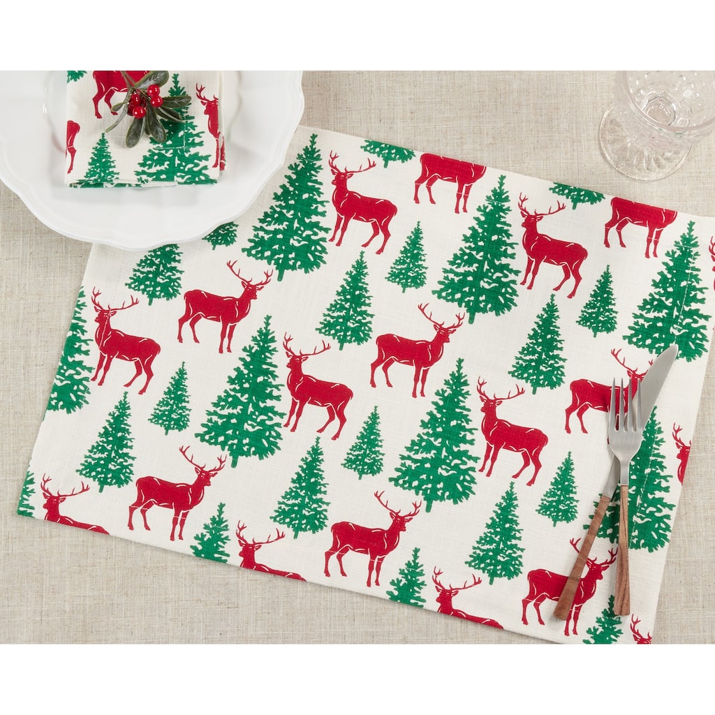 Deer and Christmas Trees Placemats (Set of 4)