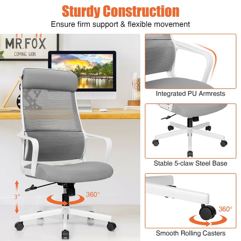 Costway Adjustable Mesh Office Task Chair Heating Lumbar Support - See Details