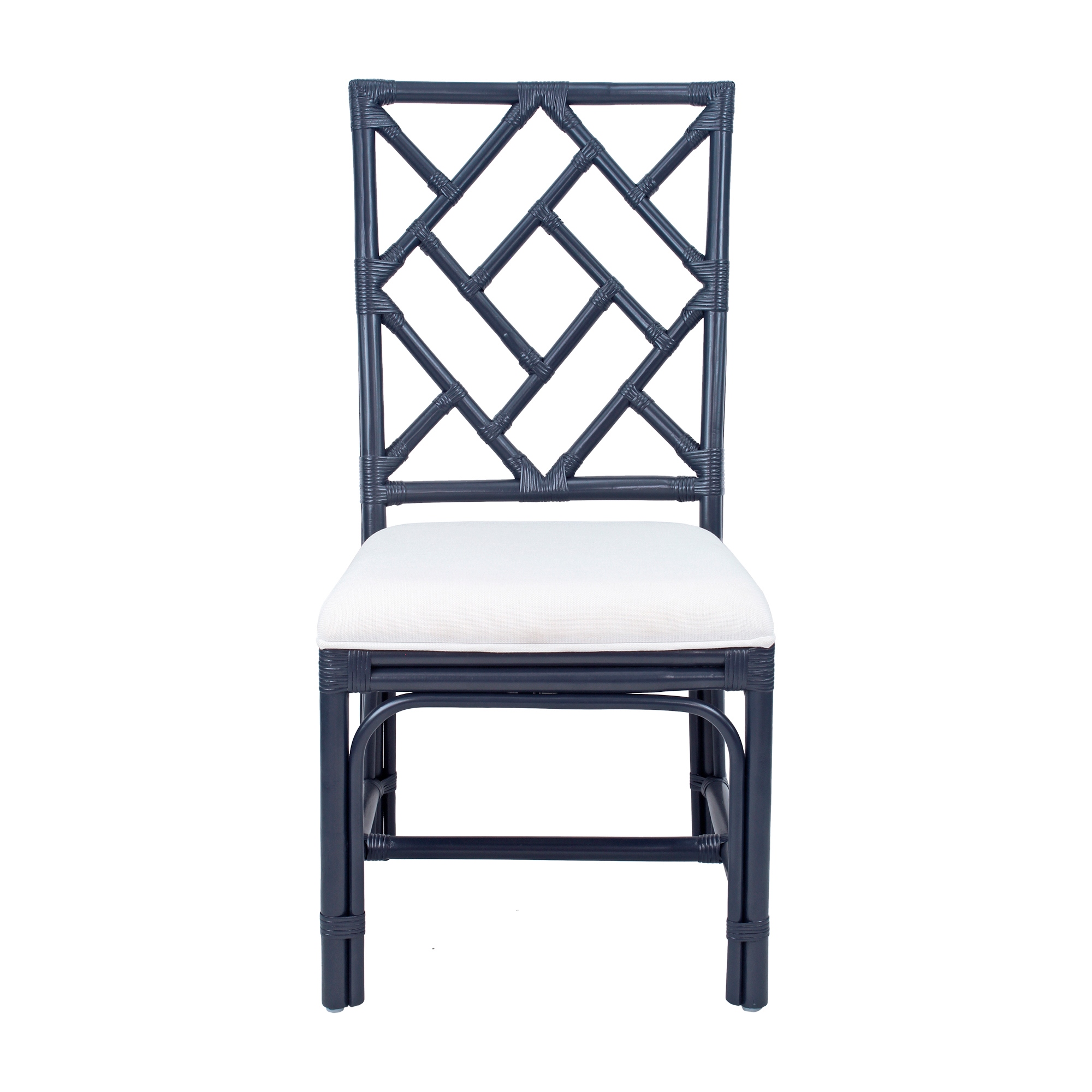 Natural Rattan Handmade Chippendale Cushioned Dining Chairs by East at Main