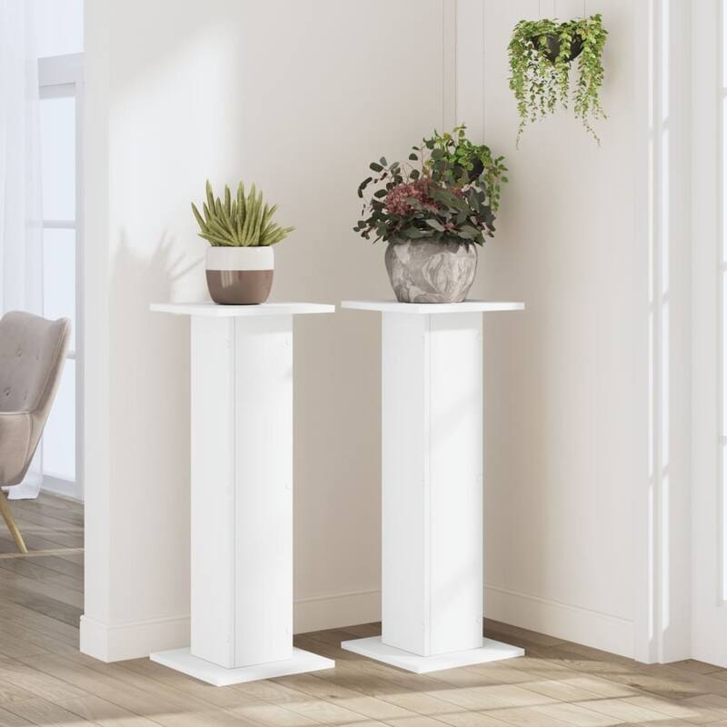 vidaXL Plant Stand White Engineered wood 11.8 x 11.8 x 31.5 in - 11.8 x 11.8 x 31.5 in