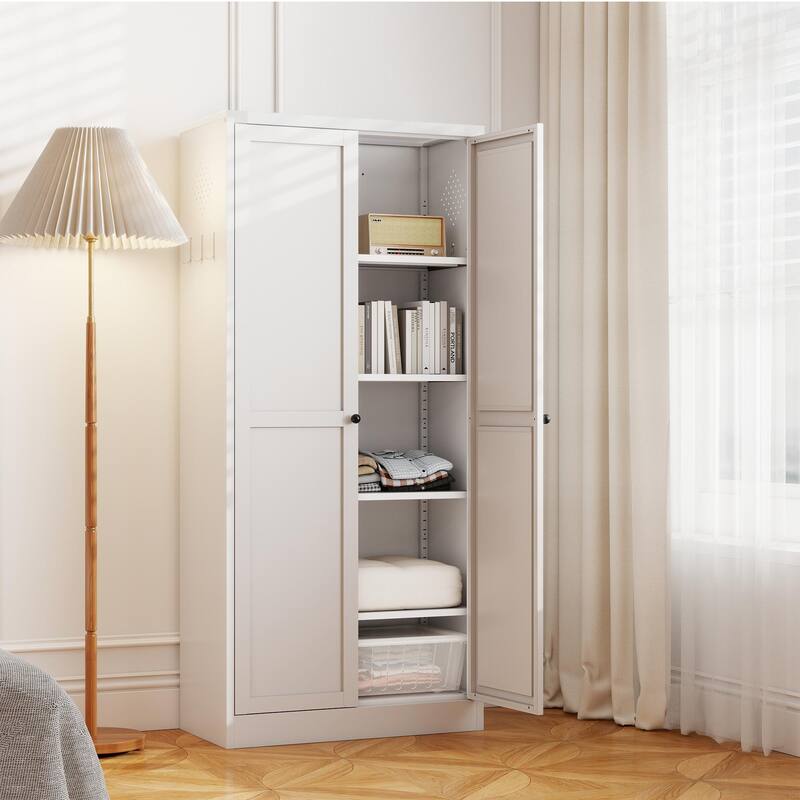 61" Heavy Duty Metal Pantry Cabinet, Freestanding Kitchen Storage with 4 Adjustable Shelves (110lb Capacity)