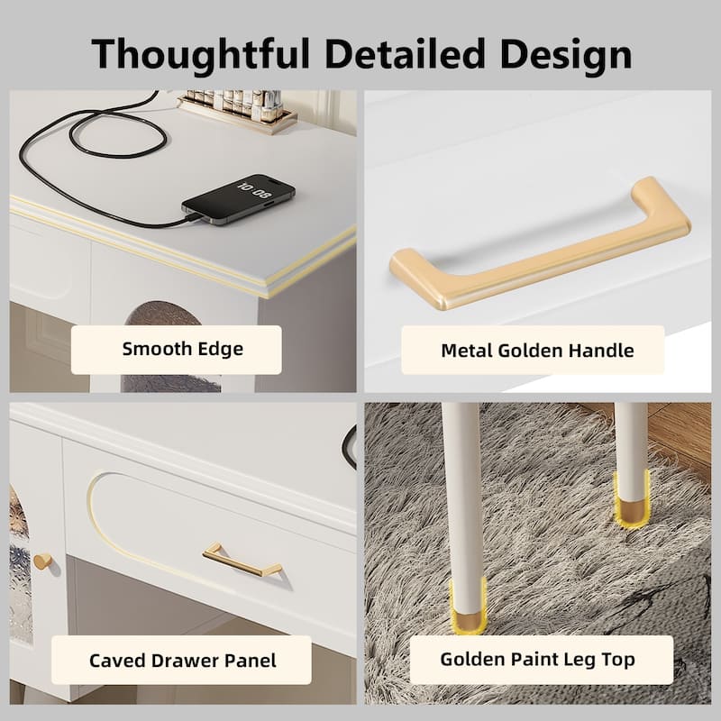 Elegant Vanity Makeup Table & Chair Set, Modern Dressing Table