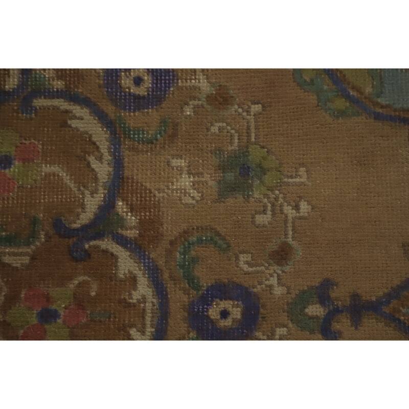 Hand Knotted Oriental 100% Wool Carpet Traditional Floral Brown Tabriz Area Rug - 12' 6'' X 9' 11''