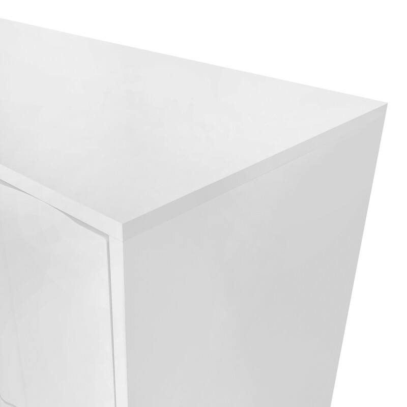 Wave Pattern Buffet Storage Cabinet with 2 Doors and 2 Drawers, Sideboard Cabinet Table with Adjustable Shelf