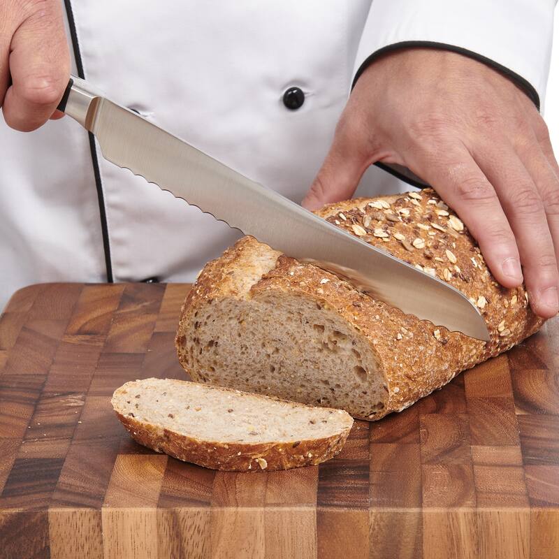 CatCora Forged Serrated Bread Knife, Professional 9-Inch German Steel Blade, Triple-Rivet Handle, NSF-Certified Kitchen Knife