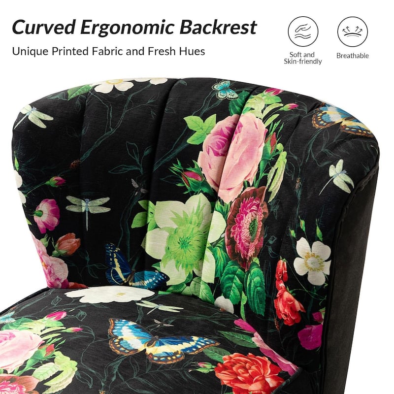 Almira Contemporary Upholstered Armless Side Chair with Tufted Back Set of 2 by HULALA HOME