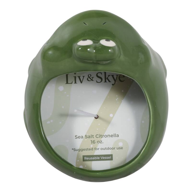 Decorative Frog Design Candle - Whimsical Scented Candle - 7", Green - 6.5"