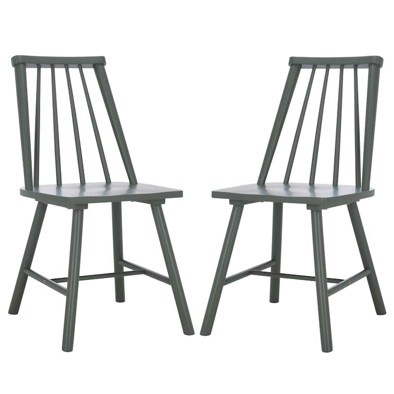 SAFAVIEH HOME Analin Dining Chair (Set of 2) - 18"W x 21"D x 33"H - Dark Green