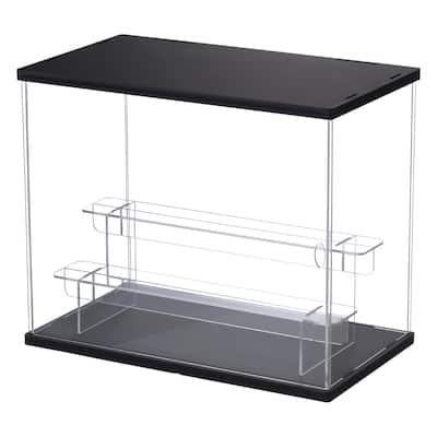 3 Tier Acrylic Counter-Top Display Case with LED Lights For Collectibles, Black