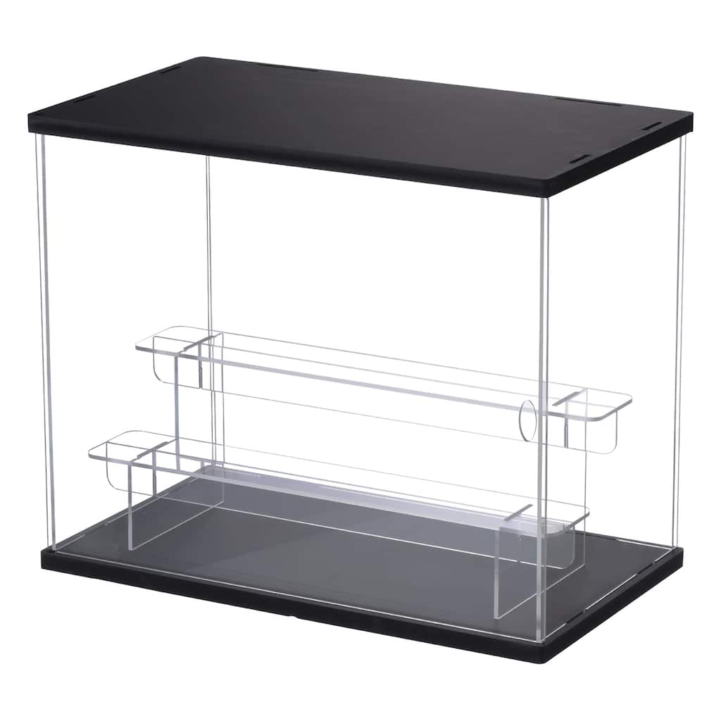 3 Tier Acrylic Counter-Top Display Case with LED Lights For Collectibles, Black