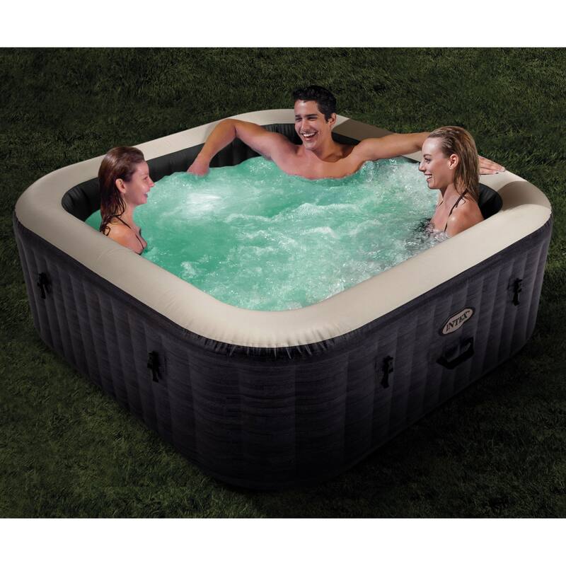 Intex 28449EP PureSpa Plus Greystone Inflatable Square Hot Tub Spa, 83 x 28"