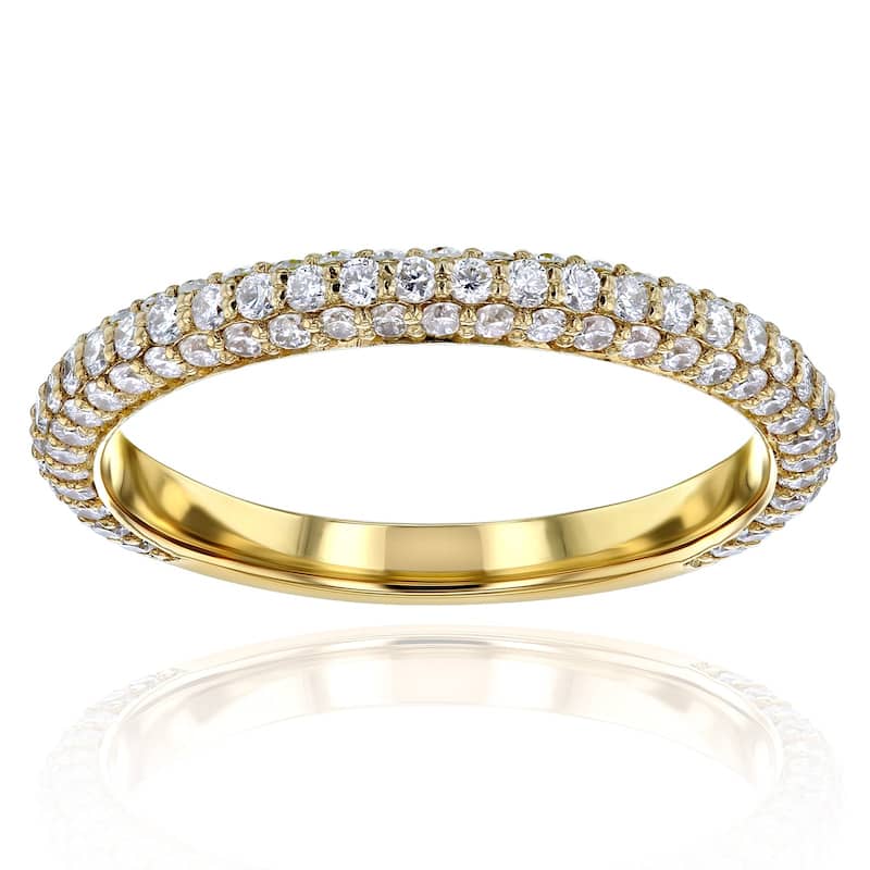 Kobelli 0.8 Carats Lab Grown Diamond Solid 14k Gold Near Eternity Micro Pave Beverly Ring - Yellow - 7.5