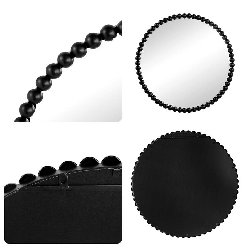 32" Circle Mirror with Metal Beaded Frame, Wall Mirror for Living Room