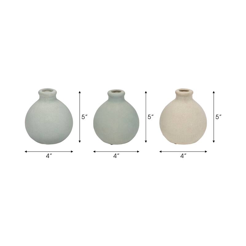 Sagebrook Home Clay Bud Vases, Multi-toned 5" Decor, Set of 3