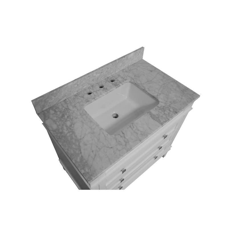 KitchenBathCollection Eleanor 36" Bathroom Vanity with Carrara Marble Top