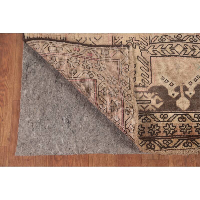Meshkin Persian Vintage Runner Rug Handmade Wool Carpet - 3'6"x 10'3"