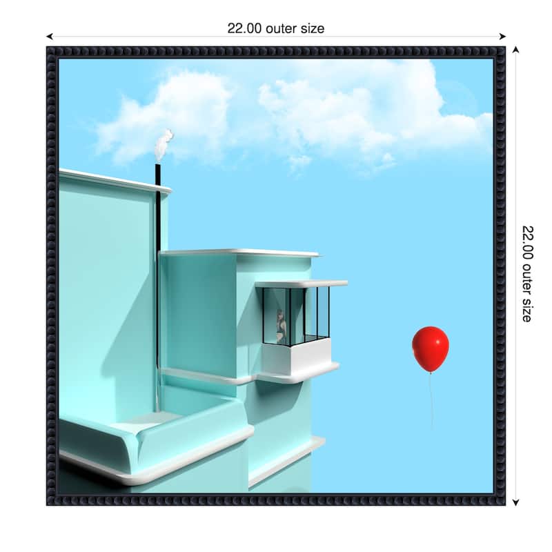 The red balloon by Michael Allmaier Framed Canvas Wall Art Print - 22 x 22 in