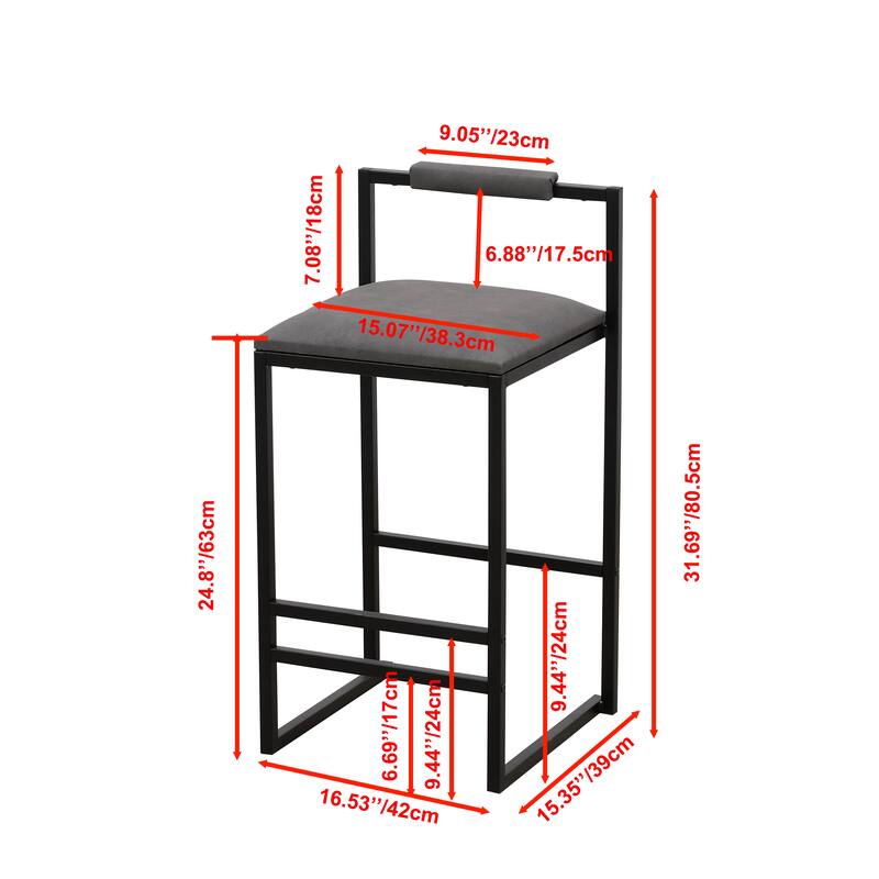 Set of 2 Counter Height Woven Bar Stools with Back