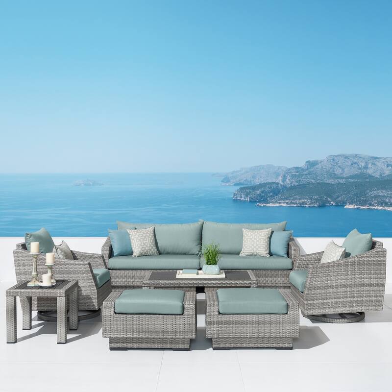 Cannes Deluxe 8 Piece Sunbrella Outdoor Patio Sofa & Club Chair Set