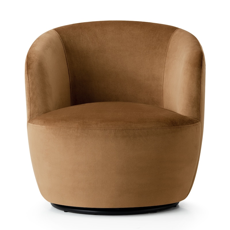 26.5" Wide Velvet Small Swivel Barrel Accent Chair